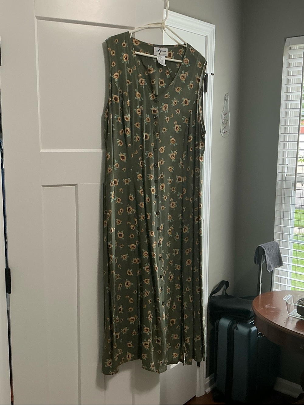 Alix Taylor Floral Rayon Top - Olive Green with Sunflower Print